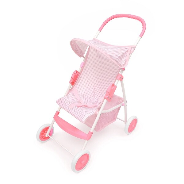 Badger Basket Folding Doll Umbrella Stroller - Pink/Gingham