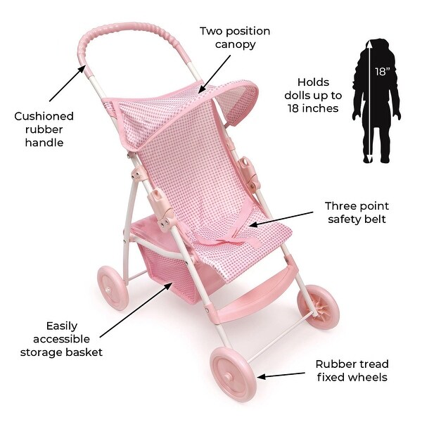 Badger Basket Folding Doll Umbrella Stroller - Pink/Gingham