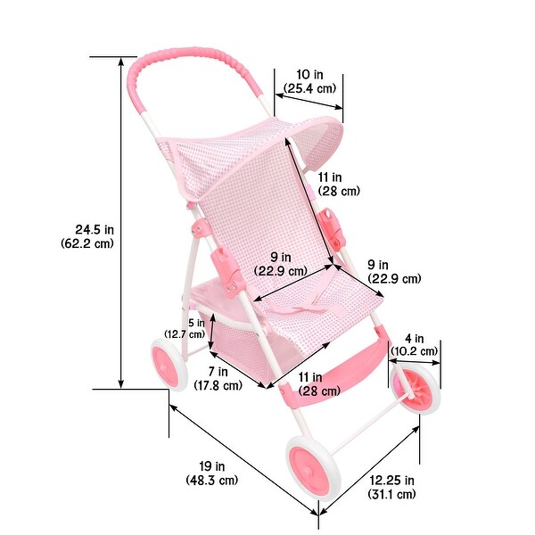 Badger Basket Folding Doll Umbrella Stroller - Pink/Gingham