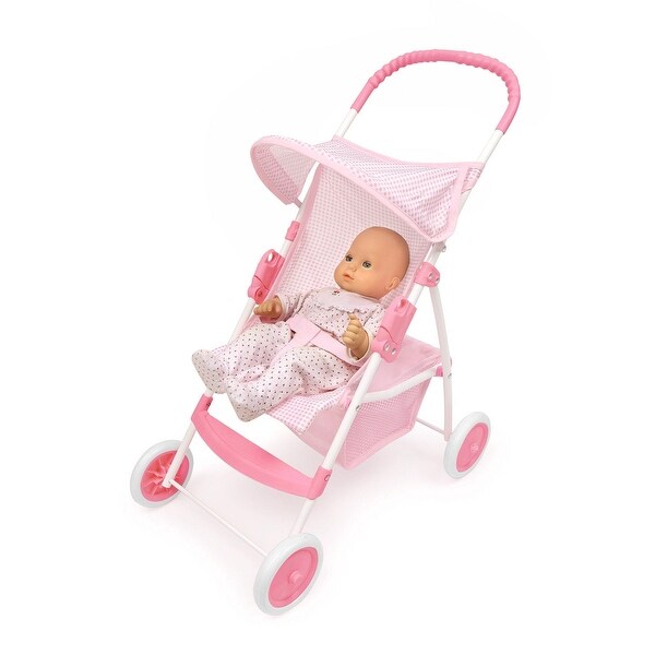 Badger Basket Folding Doll Umbrella Stroller - Pink/Gingham