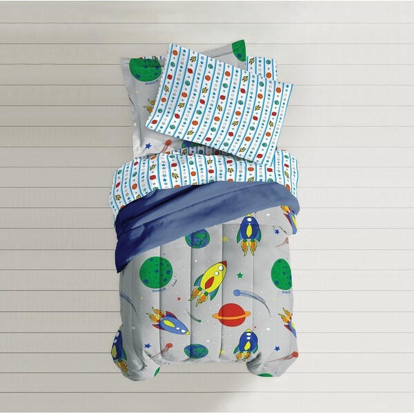 Dream Factory Space Rocket Twin 5-piece Bed in a Bag with Sheet Set