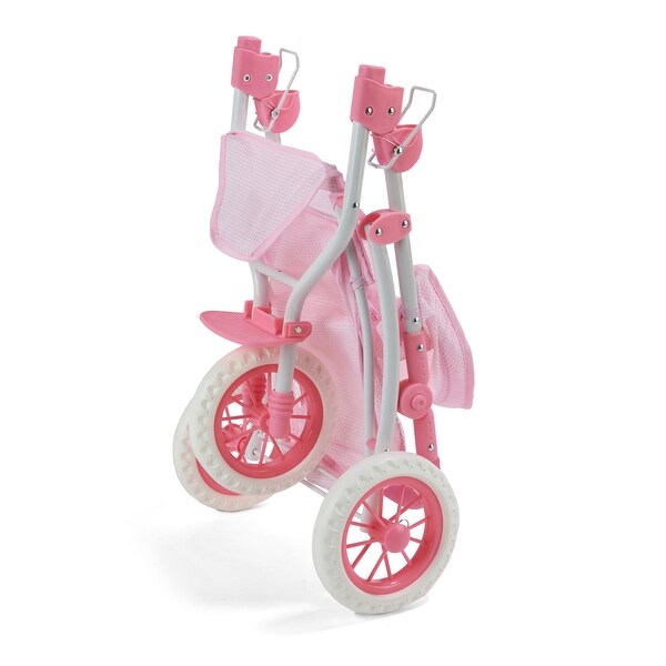 Badger Basket Folding Three Wheel Doll Jogging Stroller - Pink/Gingham