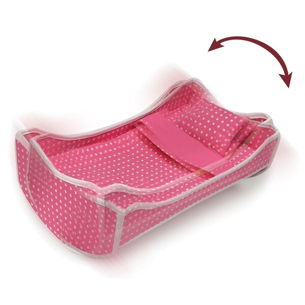 Badger Basket Trolley Doll Carrier with Rocking Bed and Bedding - Pink/Star 12 Badger Basket Trolley Doll Carrier with Rocking Bed and Bedding - Pink/Star