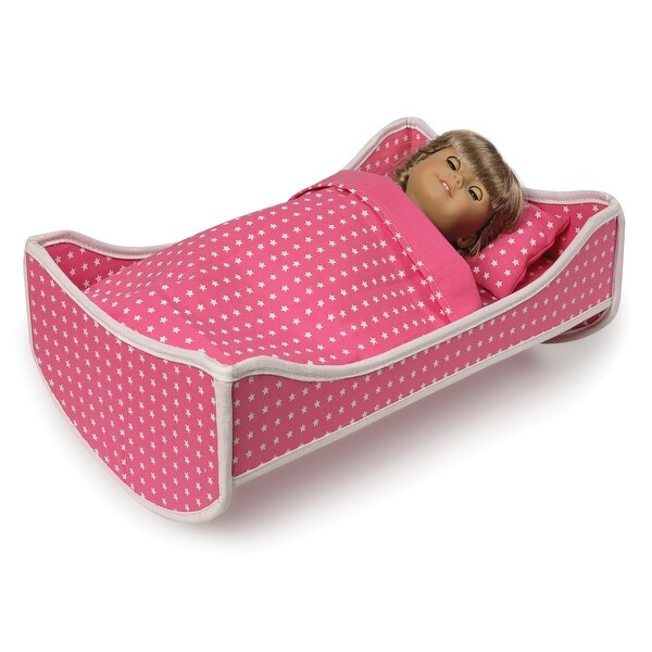 Badger Basket Trolley Doll Carrier with Rocking Bed and Bedding - Pink/Star 13 Badger Basket Trolley Doll Carrier with Rocking Bed and Bedding - Pink/Star