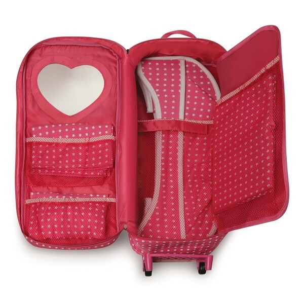 Badger Basket Trolley Doll Carrier with Rocking Bed and Bedding - Pink/Star 14 Badger Basket Trolley Doll Carrier with Rocking Bed and Bedding - Pink/Star