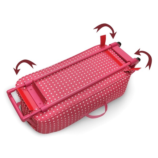 Badger Basket Trolley Doll Carrier with Rocking Bed and Bedding - Pink/Star 4 Badger Basket Trolley Doll Carrier with Rocking Bed and Bedding - Pink/Star