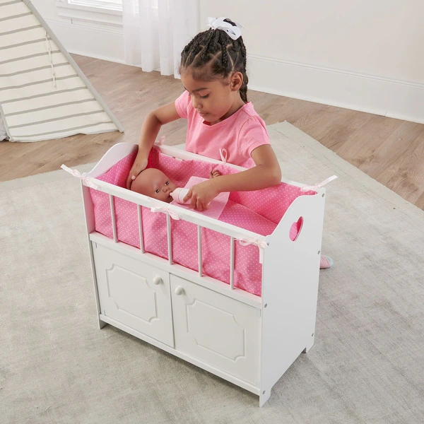 Badger Basket Storage Doll Crib with Bedding and Free Personalization Kit - White 12 Badger Basket Storage Doll Crib with Bedding and Free Personalization Kit - White