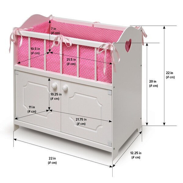 Badger Basket Storage Doll Crib with Bedding and Free Personalization Kit - White 5 Badger Basket Storage Doll Crib with Bedding and Free Personalization Kit - White