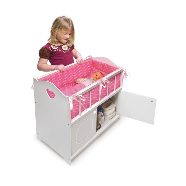 Badger Basket Storage Doll Crib with Bedding and Free Personalization Kit - White 6 Badger Basket Storage Doll Crib with Bedding and Free Personalization Kit - White