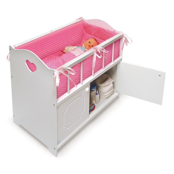 Badger Basket Storage Doll Crib with Bedding and Free Personalization Kit - White 8 Badger Basket Storage Doll Crib with Bedding and Free Personalization Kit - White