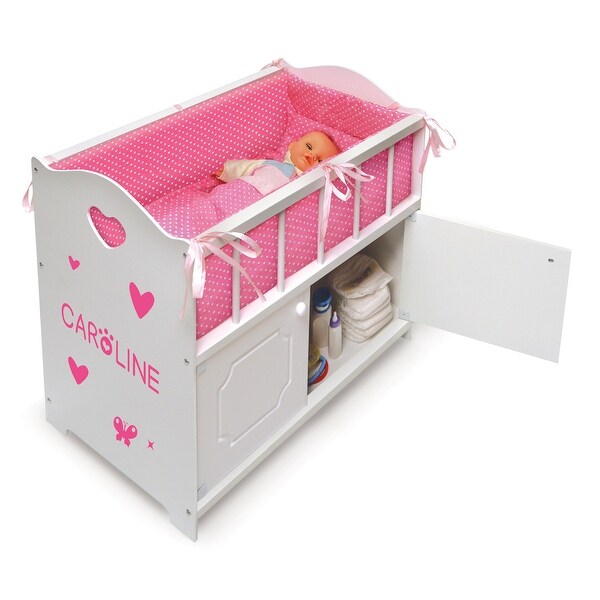 Badger Basket Storage Doll Crib with Bedding and Free Personalization Kit - White 9 Badger Basket Storage Doll Crib with Bedding and Free Personalization Kit - White
