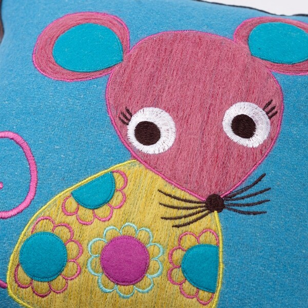 Cottage Home Cute Petite Mouse Wool 12 Inch Throw Pillow