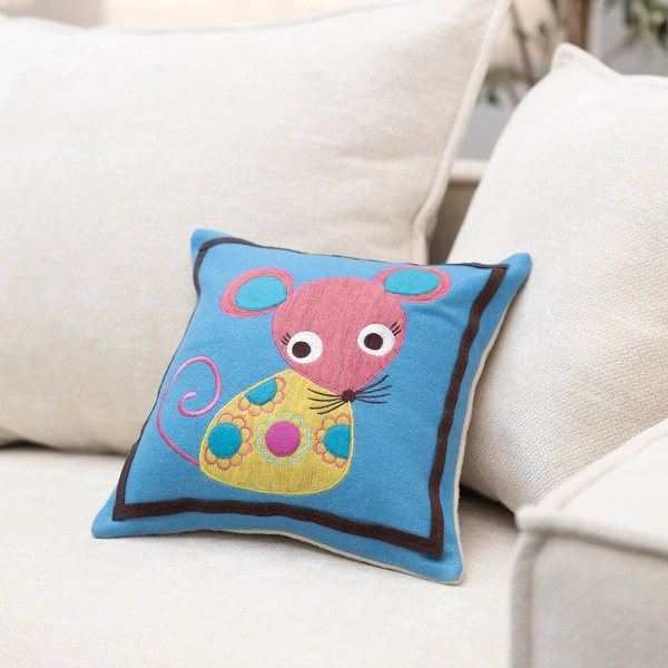 Cottage Home Cute Petite Mouse Wool 12 Inch Throw Pillow