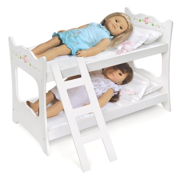 Badger Basket Doll Bunk Bed with Ladder and Bedding - White Rose