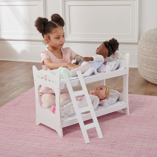 Badger Basket Doll Bunk Bed with Ladder and Bedding - White Rose