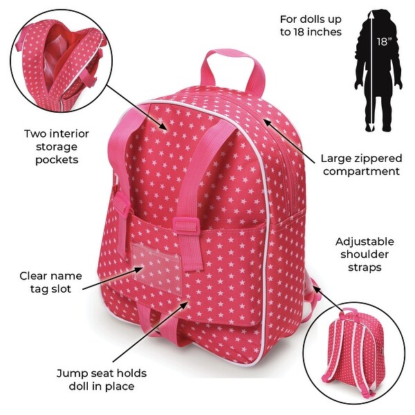 Badger Basket Doll Travel Backpack - Pink/Star