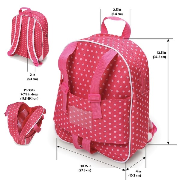 Badger Basket Doll Travel Backpack - Pink/Star