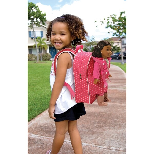 Badger Basket Doll Travel Backpack - Pink/Star