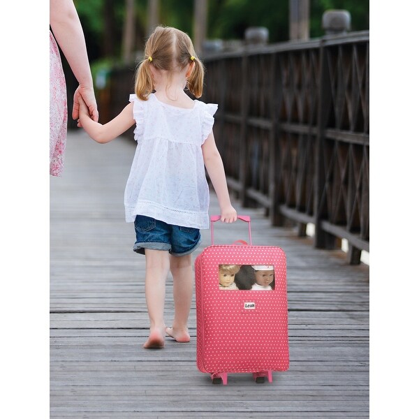 Badger Basket Double Trolley Doll Carrier with Two Sleeping Bags and Pillows - Pink/Star