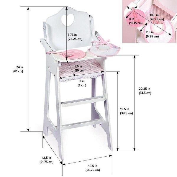 Badger Basket Doll High Chair with Accessories and Free Personalization Kit