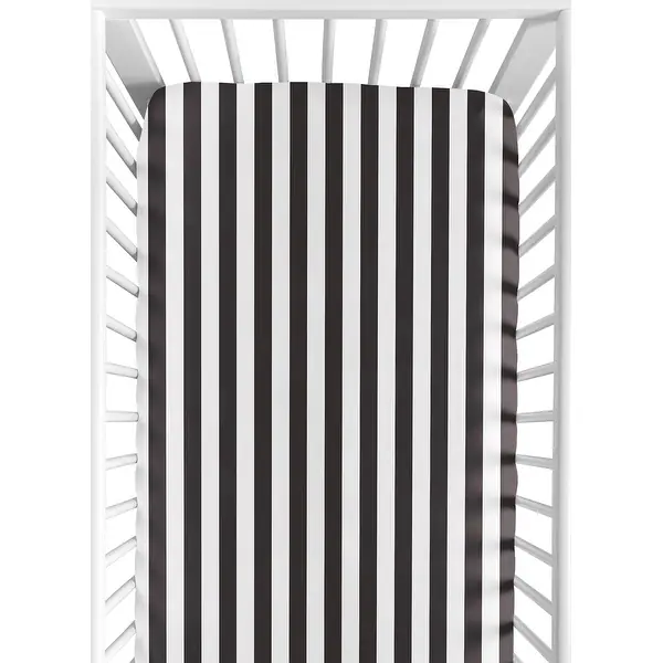 Sweet Jojo Designs Black and White Stripe Fitted Crib Sheet