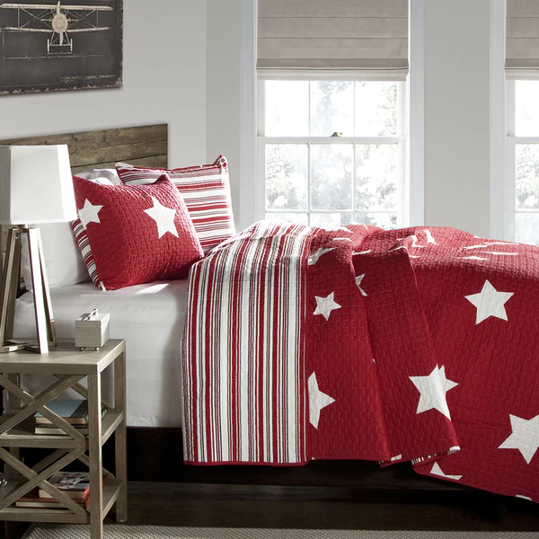 Lush Decor Star Pattern 3-piece Cotton Quilt Set