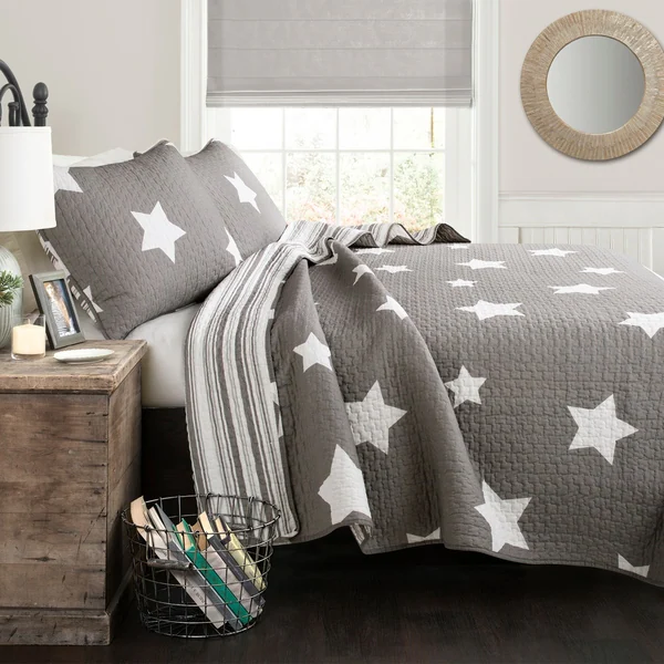 Lush Decor Star Pattern 3-piece Cotton Quilt Set