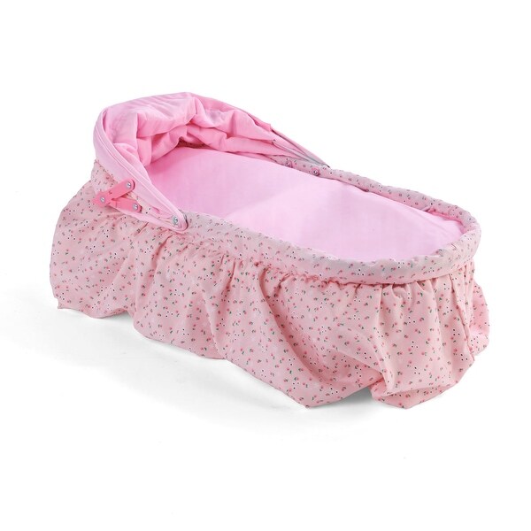 Badger Basket Folding Doll Cradle with Hood - Pink/Rosebud