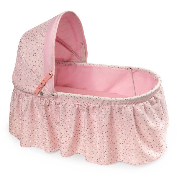 Badger Basket Folding Doll Cradle with Hood - Pink/Rosebud