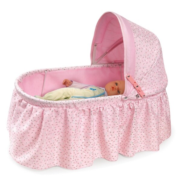 Badger Basket Folding Doll Cradle with Hood - Pink/Rosebud