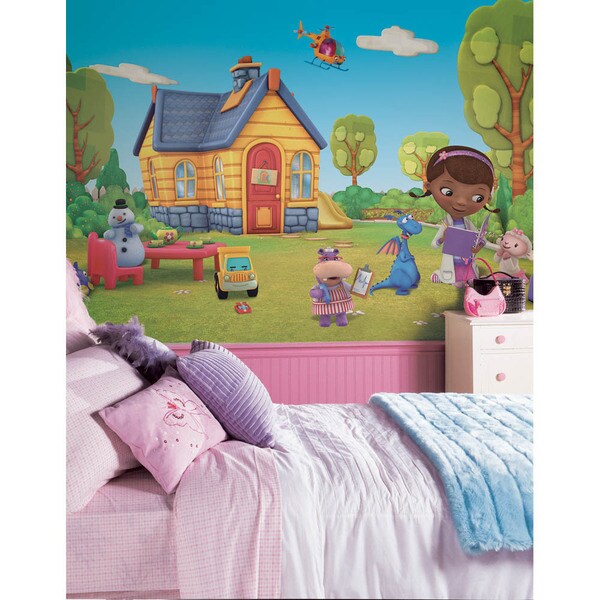 Doc McStuffins Chair Rail Prepasted Mural 6' x 10.5' - Ultra-strippable by RoomMates