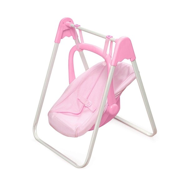 Badger Basket Doll Swing with Portable Carrier Seat - Pink/Gingham