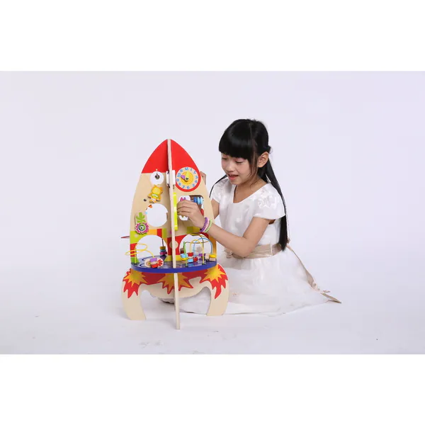 Wood Multi Activity Rocket - Brown/Red