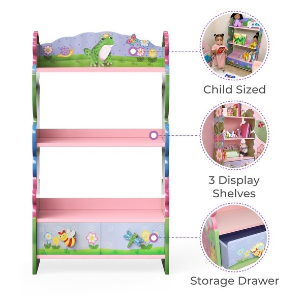 Fantasy Fields Kids 3-Tier Bookcase for Girls Bedroom, Playroom Storage Organizer for Toys, Books, Nursery & Kids Furniture
