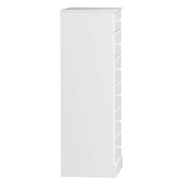 Prepac Astrid Tall White Dresser 16 in D x 20 in W x 52 in H 6-Drawer Chest for Bedroom