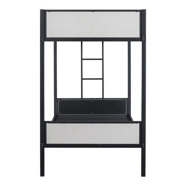 Furniture of America Jown Modern Two-Tone Metal Bunk Bed with Attached Side Ladder