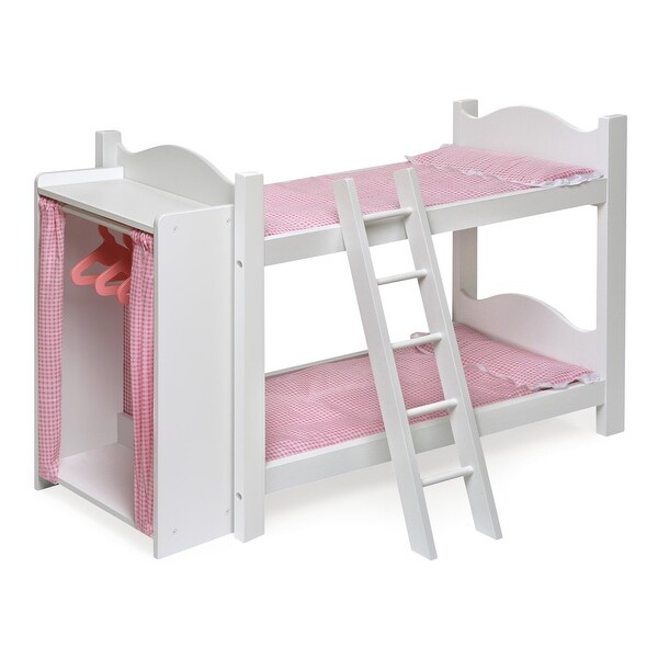 Badger Basket Doll Armoire Bunk Bed with Ladder - White/Pink