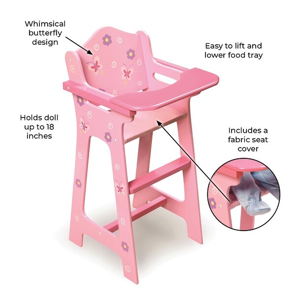Badger Basket Blossoms and Butterflies Doll High Chair - Pink 4 Badger Basket Blossoms and Butterflies Doll High Chair - Pink