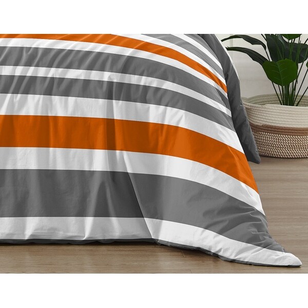 Sweet Jojo Designs Grey and Orange Stripe 3-piece Full/ Queen-size Comforter Set