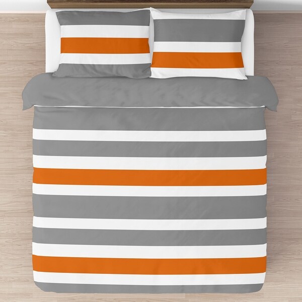 Sweet Jojo Designs Grey and Orange Stripe 3-piece Full/ Queen-size Comforter Set