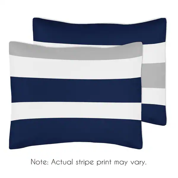 Sweet Jojo Designs Navy Blue and Gray Stripe 3-piece Full/ Queen-size Comforter Set