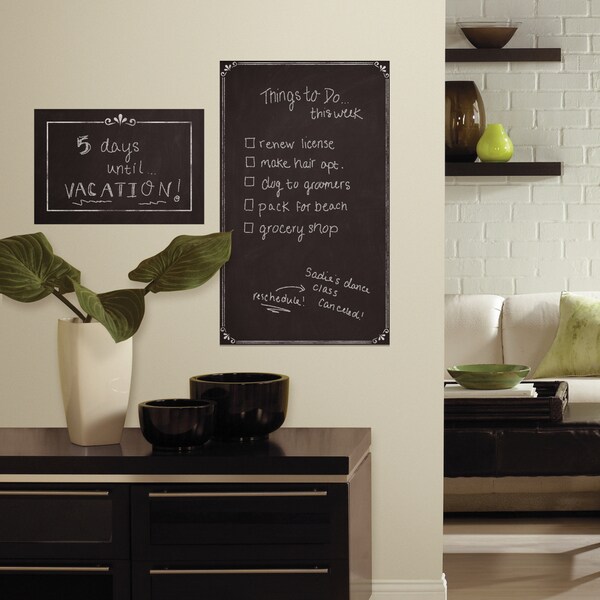 RoomMates Black Vinyl Decorative Chalkboard Peel-and-Stick Giant Wall Decals