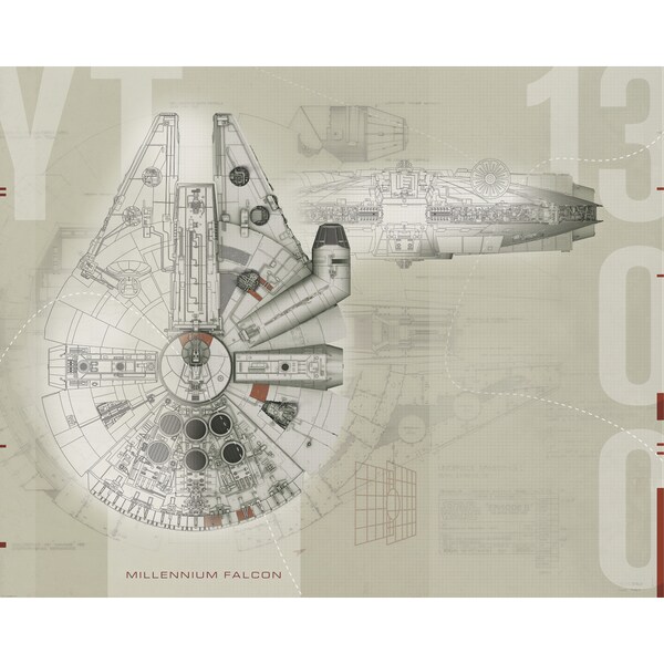 Star Wars Millennium Falcon 6' x 7.5' Ultra-strippable Prepasted Mural by RoomMates
