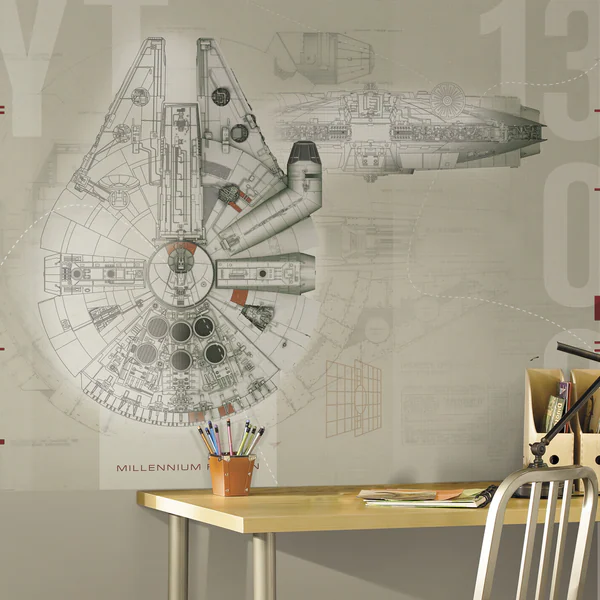 Star Wars Millennium Falcon 6' x 7.5' Ultra-strippable Prepasted Mural by RoomMates
