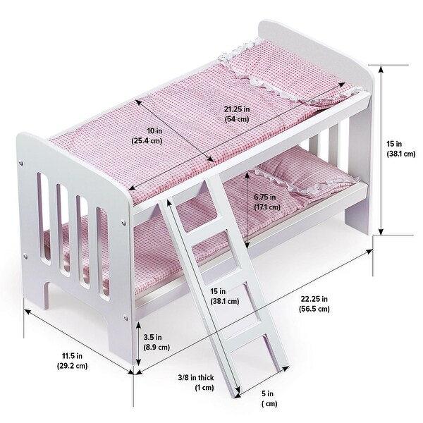 Badger Basket Doll Bunk Bed with Bedding and Ladder
