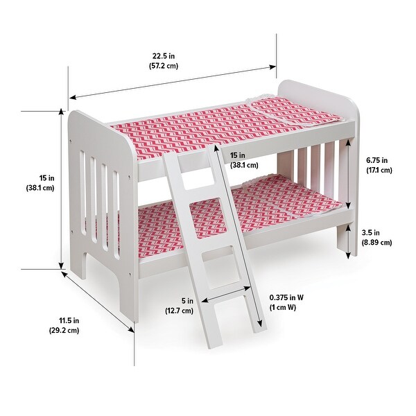 Badger Basket Doll Bunk Bed with Bedding and Ladder