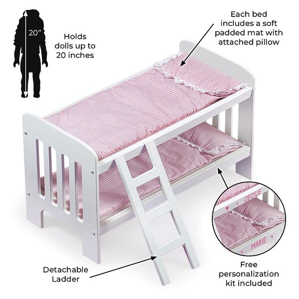 Badger Basket Doll Bunk Bed with Bedding and Ladder