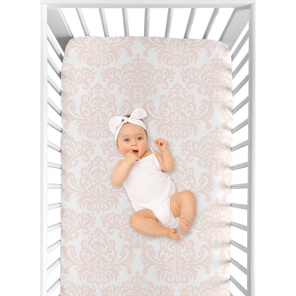 Sweet Jojo Designs Amelia Collection Multicolor Brushed Microfiber Damask Print Fitted Crib Sheet