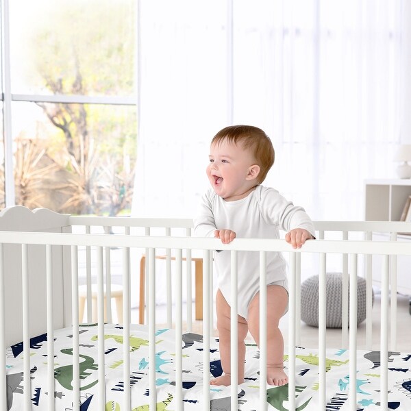 Sweet Jojo Designs Blue and Green Mod Dinosaur Collection Fitted Crib Sheet