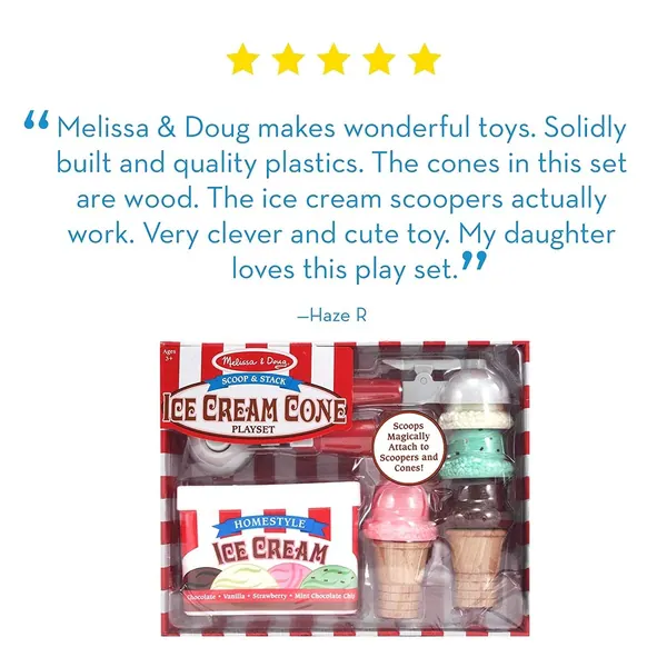 Melissa & Doug Scoop & Stack Ice Cream Cone Playset - Multi